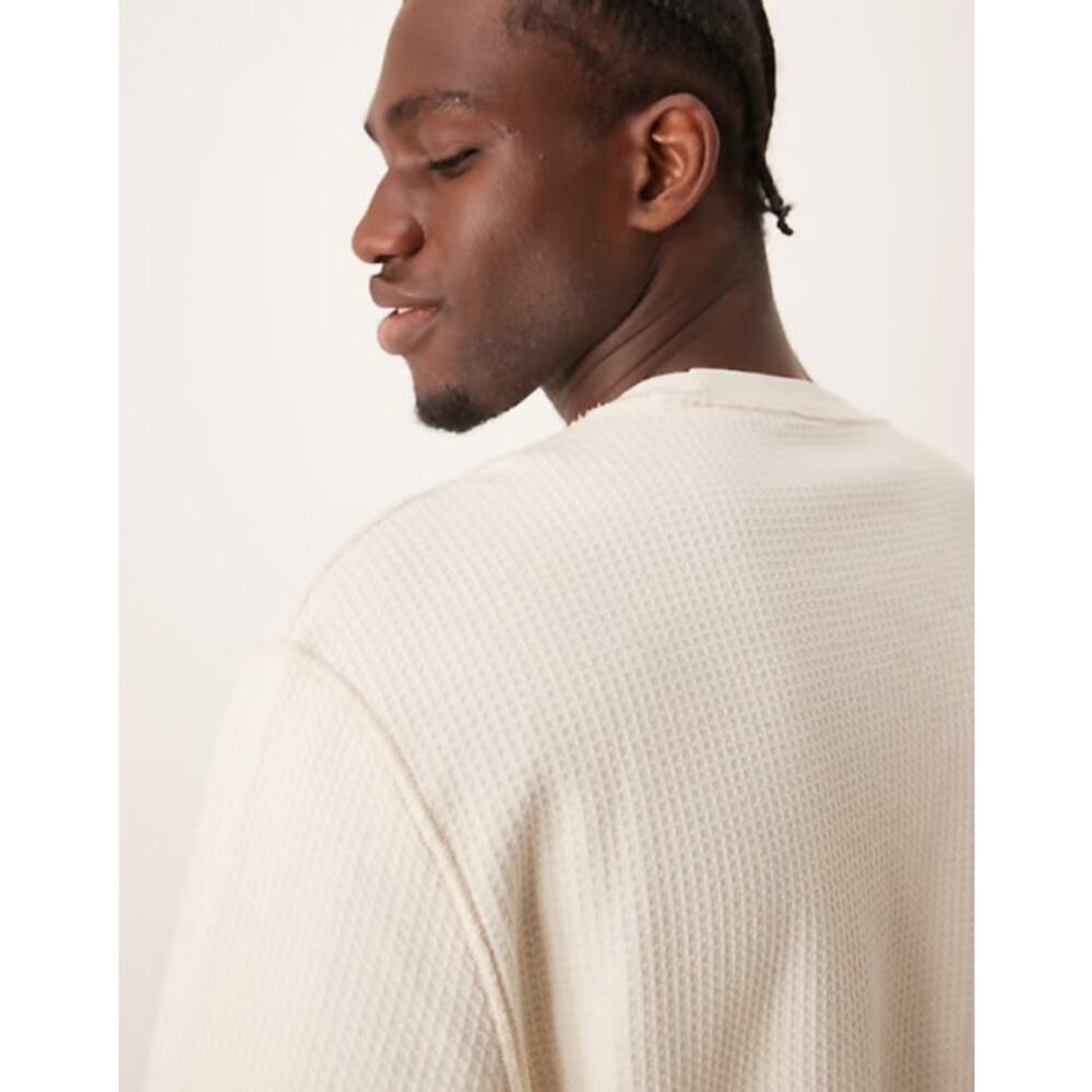 Abercrombie & Fitch | Men’s Off White Waffle Knit Casual Relaxed Fit Shirt